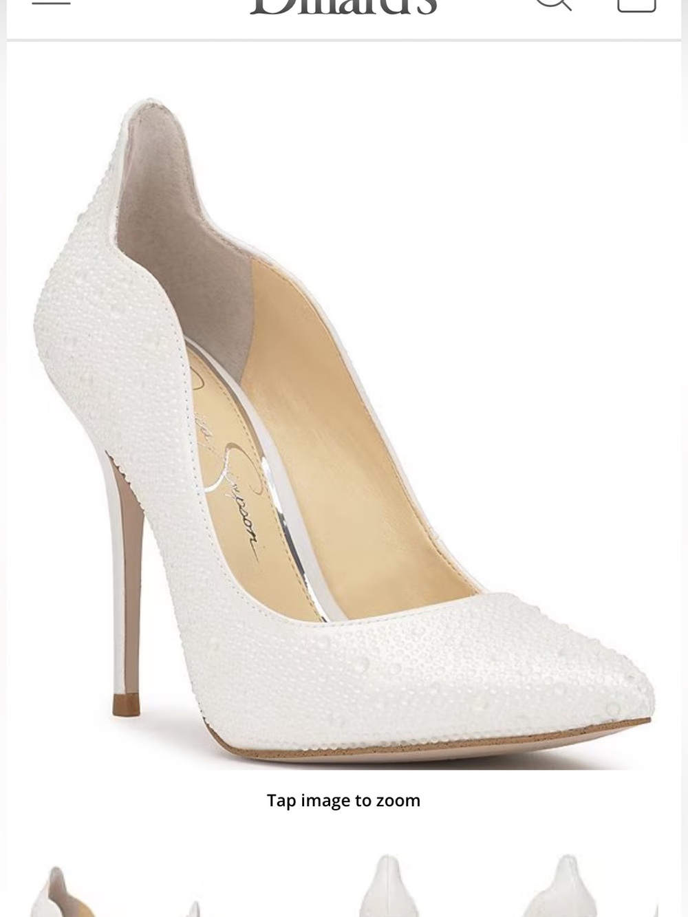 Jessica Simpson Happily Ever After Wayva White Satin Rhinestone Pointed Toe Pump